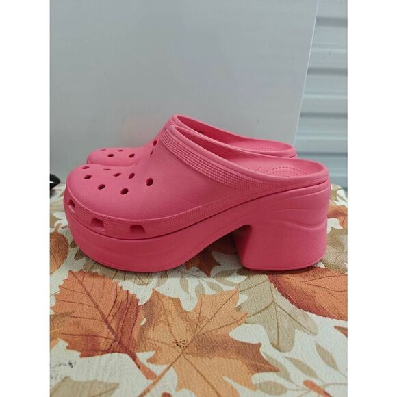 Crocs Siren Clog Hyper Pink Heeled Platform Shoes Women's Size 13 - Picture 1 of 7